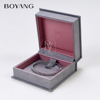Emballage cadeau de luxe personnalisé gris bague boucle d'oreille bracelet collier ensemble de boîte à bijoux en velours