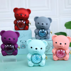Boîte de rangement pour ours en roses éternelles, coffret cadeau pour la Saint-Valentin et les mariages, organisateur avec collier rotatif, boîte à bijoux en plastique - Product Image 5