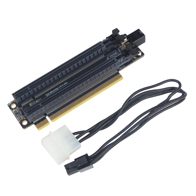 PCI-E 3.0 X16 1 to 2 Expansion Card Gen3 Split Card PCIe-Bifurcation 16X to X8x8 Spaced Slots CPU 4P / Sata Power Supply Port
