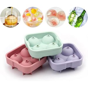 Moule à glaçons sphériques en silicone écologique à 4 compartiments de 1,57 pouce, avec entonnoir, pour une libération facile, réutilisable - Product Image 3