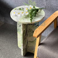 Table en marbre naturel, table d'appoint ronde de luxe en marbre vert pour salon, chambre à coucher, table basse en marbre Calacatta Viola