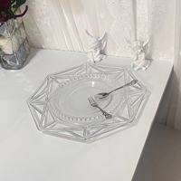 Assiette de présentation transparente de 13 pouces, géométrique, creuse, en plastique, pour la décoration de table de mariage ou de banquet