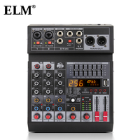 Console de mixage audio AK-4 à 4 canaux avec égaliseur graphique 7 bandes, alimentation fantôme 48V pour scène, streaming en direct, karaoké, enregistrement