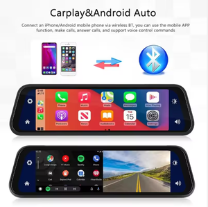 Écran tactile IPS de 9,66 pouces, rétroviseur, double objectif, CarPlay, enregistreur de conduite, <span class=keywords><strong>cam</strong></span>éra embarquée, <span class=keywords><strong>streaming</strong></span>, imagerie inversée pour boîte noire - Product Image 3
