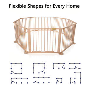 Parque infantil de madera maciza grande y ajustable para bebés y niños con puerta con cerradura - Product Image 4