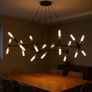 Lampadario Moderno a Sospensione 41 Pollici, Design a Rami Neri e Dorati, Altezza Regolabile per Sala da Pranzo e Soggiorno - Product Image 2