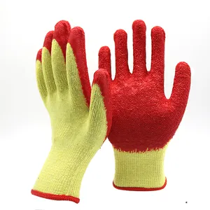 Guantes de seguridad de látex con forro de polialgodón, guantes de trabajo con revestimiento de látex texturizado, trabajo pesado