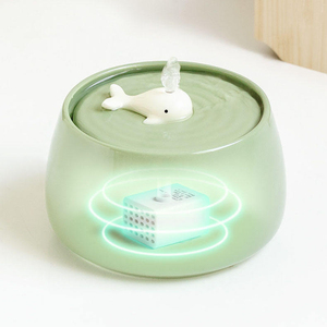 Eco-Friendly Circulating Luxurious Ceramic <strong>Cat</strong> Water Fountain Automatic USB Charging Dispenser with Filter and Wooden Stand - Product Image 2