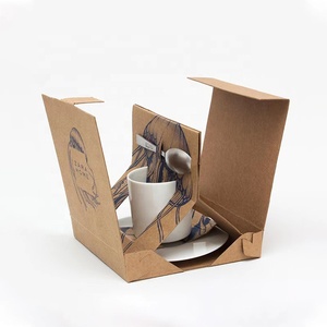 Caja de impresión de papel Kraft taza capuchino tarde porcelana cerámica taza de café caja con cuchara - Product Image 2