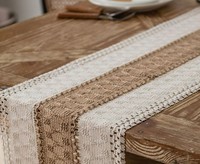 Nappe de Noël décorative en coton et lin, rayée, patchwork, tissée, à franges, sets de table, chemin de table, vente en gros