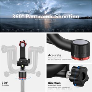 Cabeza de trípode de cardán NEEWER, aleación de aluminio profesional con placa de liberación rápida tipo <span class=keywords><strong>Arca</strong></span>, compatible con cámara DSLR más suave - Product Image 3