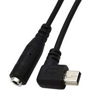 15cm 3.5mm femelle à 5 broches Mini USB mâle 90 Angle Microphone adaptateur câble prise Audio tressé Angle droit Mini 5pin à DC3.5