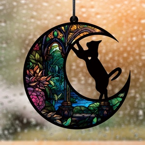 Pendentif moderne en acrylique imprimé UV, motifs chat et chien colorés, pour décoration de fenêtre, commémoratif, export transfrontalier, format corde - Product Image 3