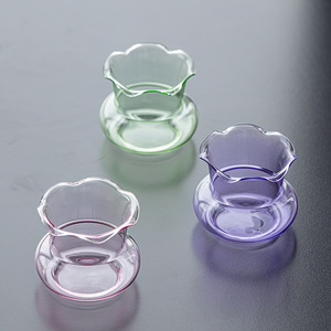 Bol à eau en verre transparent en forme de fleur pour service à thé Kung Fu, usage domestique - Product Image 4