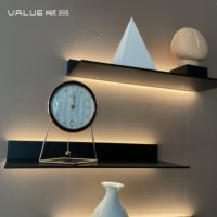 Étagère murale flottante en forme de L moderne avec éclairage LED, en aluminium poli, pour la maison, l'appartement, la chambre, l'hôtel