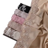 Nuosha OEM Foulard Hijab en Chiffon à la Mode, Style Musulman, avec Broderie de Petites Fleurs et de Germes de Blé, Dentelle et Perles, pour Malaisie, Indonésie, Moyen-Orient