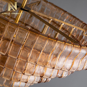 Lámpara de Araña de Cristal de Murano Italiano Ovalada, Estilo Posmoderno, de Latón, para Techo Alto, Ideal para Vestíbulo de Hotel, Sala de Estar o Restaurante - Product Image 6