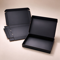 Boîte cadeau pliante noire avec impression personnalisée, finition mate, pliage plat, structure découpée en une seule pièce, emballage en gros pour marques