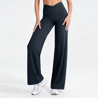 Pantalon de yoga évasé taille haute pour femme, leggings de sport doux et extensibles avec ceinture en V pour la gym, le fitness et la danse