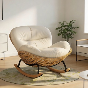 Fauteuil à bascule nordique en métal pour balcon, chaise longue de loisirs pour adulte, canapé individuel pour salon, sans assemblage - Product Image 1