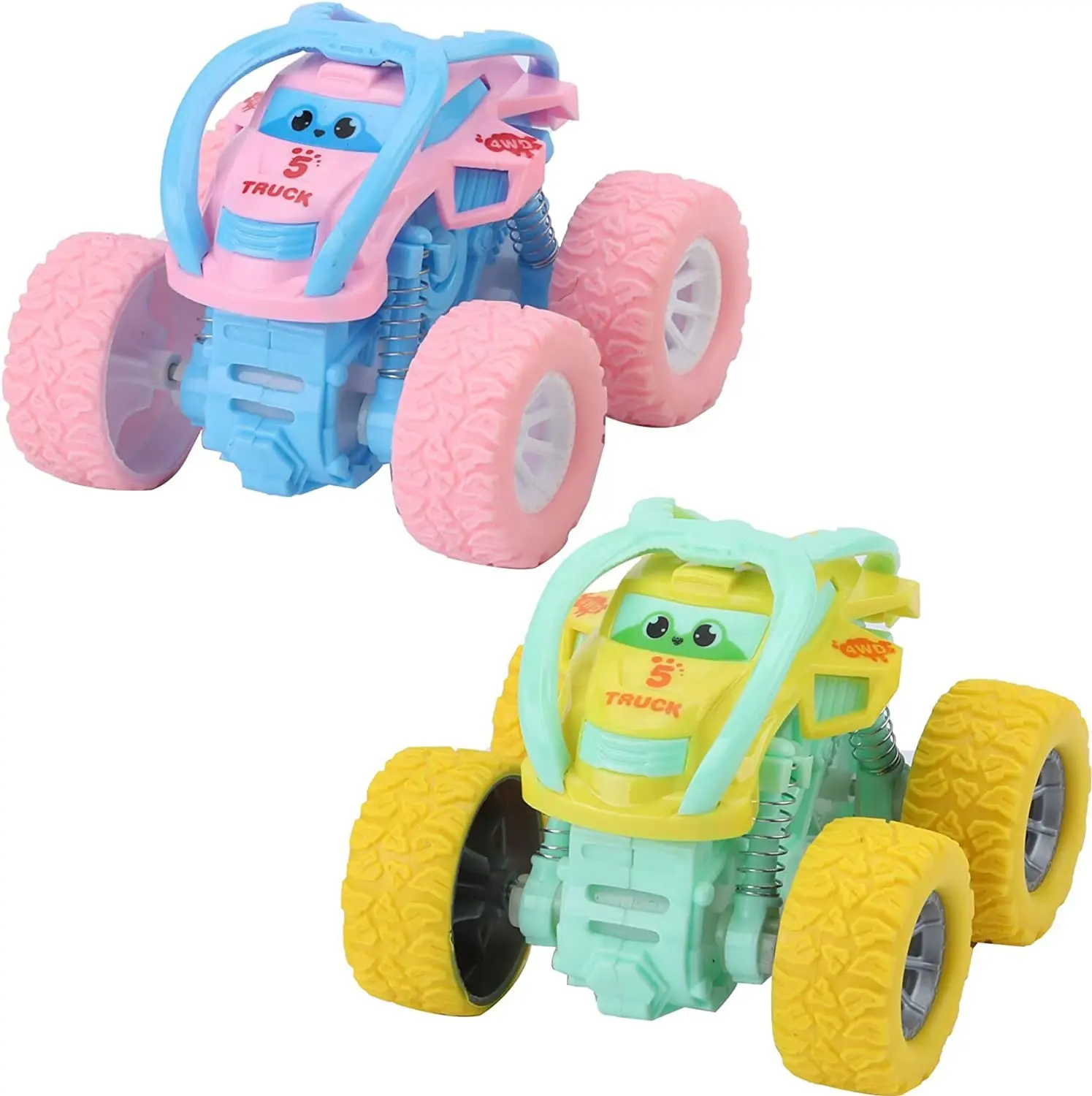 Toy Cars Monster Trucks 2 Pack Car Toys Friction Powered Push And Go Cute Kids Car Friction Toy Vehicle For Boys Girls Toddler