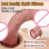 Dildo de Silicona Líquida Suave Premium, Operación Manual, Fuerte Ventosa, Manos Libres, Impermeable, Súper Suave, Realista, Íntimo