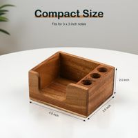 Support adhésif en bois d'acacia et distributeur de post-its pour bureau et maison - Blocs-notes non inclus - Porte-cartes de visite en bois