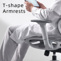 Chaise de bureau ergonomique segmentée multifonctionnelle avec accoudoirs en forme de T, dossier inclinable en maille respirante pour longues heures de travail