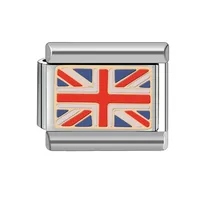 Italienischer Charme Edelstahl Armband 9mm National flagge Serie DIY vergoldet Türkei Brasilien Großbritannien Frankreich Russland Classic