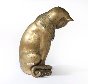 Statue de chat Bastet en <span class=keywords><strong>bronze</strong></span> art déco, sculpture de déesse égyptienne, collection artisanale, décoration d'intérieur vintage - Product Image 5