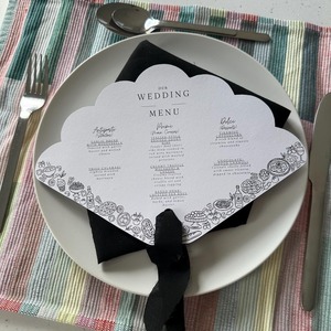 Cổ điển thiết kế chương trình thẻ fan hâm mộ hình đám cưới thẻ Menu với Ribbon tua - Product Image 3