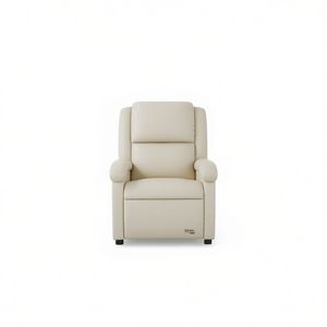 Sillón Reclinable de Cuero Sintético Crema para el Hogar, Mueble Contemporáneo para Sala de Estar con Respaldo Ajustado y Brazos Acolchados - Product Image 1