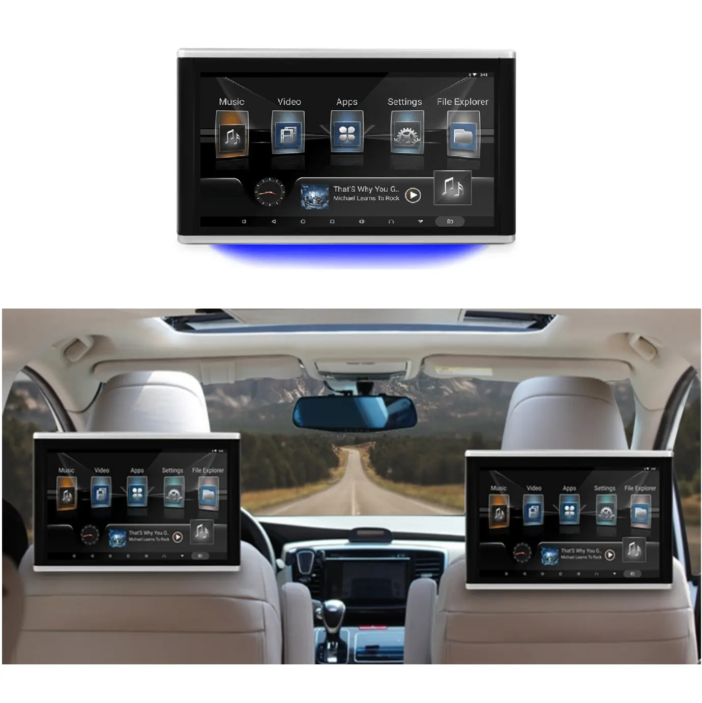 10,1 "IPS Android 12 подголовник монитор планшет сенсорный VT экран для заднего сиденья автомобиля дисплей Airplay APK видео плеер