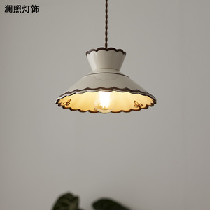 Lan Zhao Ceramic Pendant <b>Light</b> E26 Single Head Round LED Home Lighting For Bedroom Entryway Bar Hallway - Product Image 2