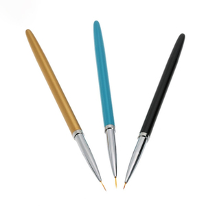 Lot de 3 stylos de peinture pour nail art, manche métallique, poils en nylon ultra-fins, pour liner, motifs floraux, lignes et dessins, outil de manucure - Product Image 1