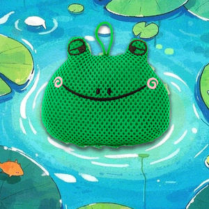 Venta al por mayor de alta calidad Natural Body Scrubber Cartoon Frog Design Bath Scrubs Bath Loofah Bath Puff - Product Image 5