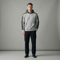 Sweat-shirt à capuche OEM pour homme, style athlétique, coupe ample, premium, minimaliste, gris chiné avec empiècements à carreaux, en coton épais, streetwear