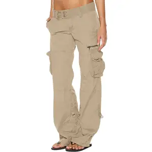 Custom Oem Hersteller Mode Custom Kleidung Schwarz Multi Long Damen Arbeits hose Casual Plus Size Damen Cargo Pants