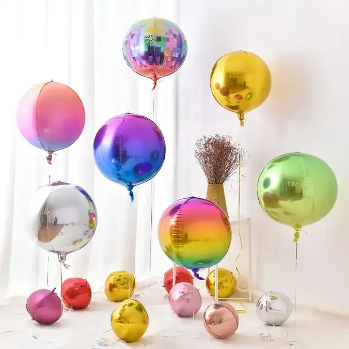 Lá bóng bay trang trí vòng kim loại Helium Bầu Trời bóng bay 4D hình cầu Mylar lá gương cho bé tắm bóng bay sinh nhật đảng