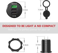 Prise USB double port pour voiture, camping-car, bateau, marine, camion avec lumière LED, sortie DC 12V/24V, 5V 36W, Type C PD QC3.0