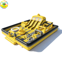 Parc gonflable double toboggan jaune et noir, aire de jeux gonflable commerciale pour enfants