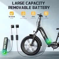Prix d'usine, stock UE, F008, vélo électrique pliable 48V 20 pouces avec pneus larges, design tendance, batterie intégrée amovible