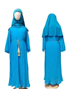 Traditionele Islamitische Etnische Kleding Meisjes Chiffon Katoenen Kids Stijl Abaya Hijab Jurk Voor Meisjes Bescheiden Khimar Abaya