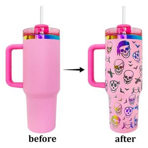 Custom logo Powder Coated 40oz Insulated <b>Cup</b> <b>Reusable</b> Mirror Rainbow Plated Tumbler for Laser Etch Engraving - Product Image 3
