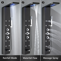 Ensemble de douche intelligent en acier inoxydable avec douchette intégrée à cinq modes de pulvérisation multifonctionnels et écran LED pour salle de bain