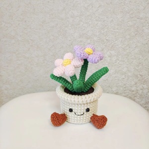 Crochet Flower Pot Handmade Bouquet Desk Decor Mini Cute Hand Woven Knitted <strong>Tulip</strong> Flower Finnshed Flowers Car <strong>Table</strong> Decor Gift - Product Image 4