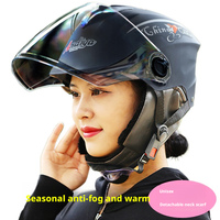 Casque de vélo avec certification 3C, cache-cou amovible, demi-casque, chaud pour l'automne et l'hiver, toutes saisons