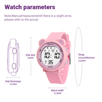 Montre MINGRUI pour Enfants Filles 36MM Ours Cartoon Légère 14G Autonomie 2 ans Alarme Silencieuse M1 UM Bracelet TPU Étudiants ODM