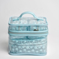 Ensemble de 4 sacs cosmétiques transparents en PVC avec logo personnalisé, grande capacité, sac de toilette en PU