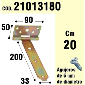 Supporto per cerniera in legno bichromato 200 mm. - Product Image 1